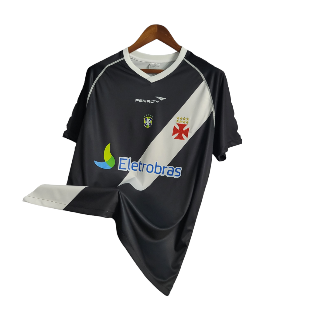 Camisa Vasco da Gama I 2010 - Retrô Penalty - Preta com detalhes em branco e com patrocínio