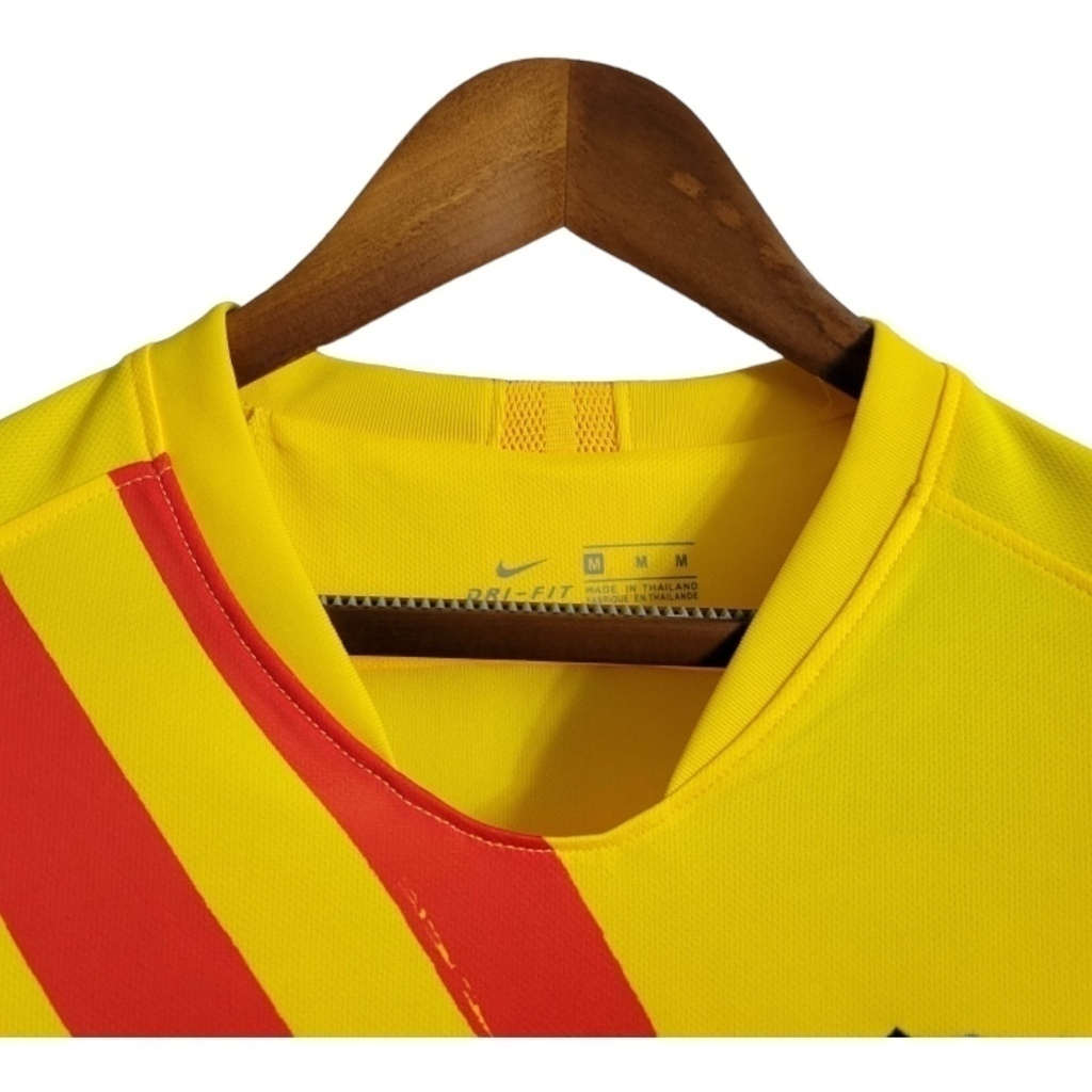 Camisa Barcelona I 2019/2020 - Retrô Nike - Amarela com detalhes em vermelho