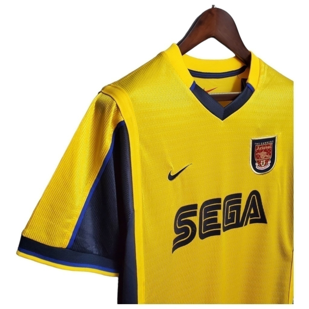 Camisa Arsenal II 1999/2000 - Retrô Nike - Amarela com detalhes em azul