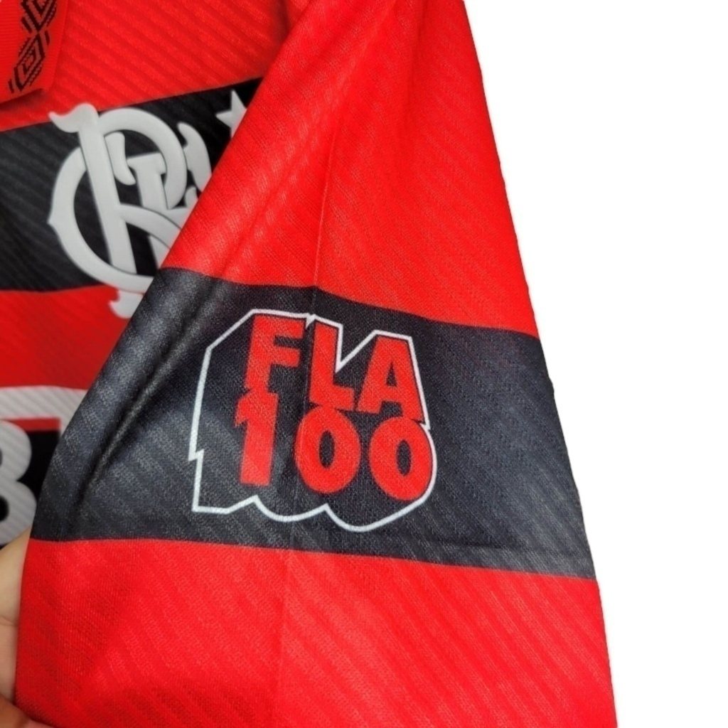 Camisa Flamengo I 1994/1995 Manga Longa - Retrô Umbro - Vermelha com listras pretas