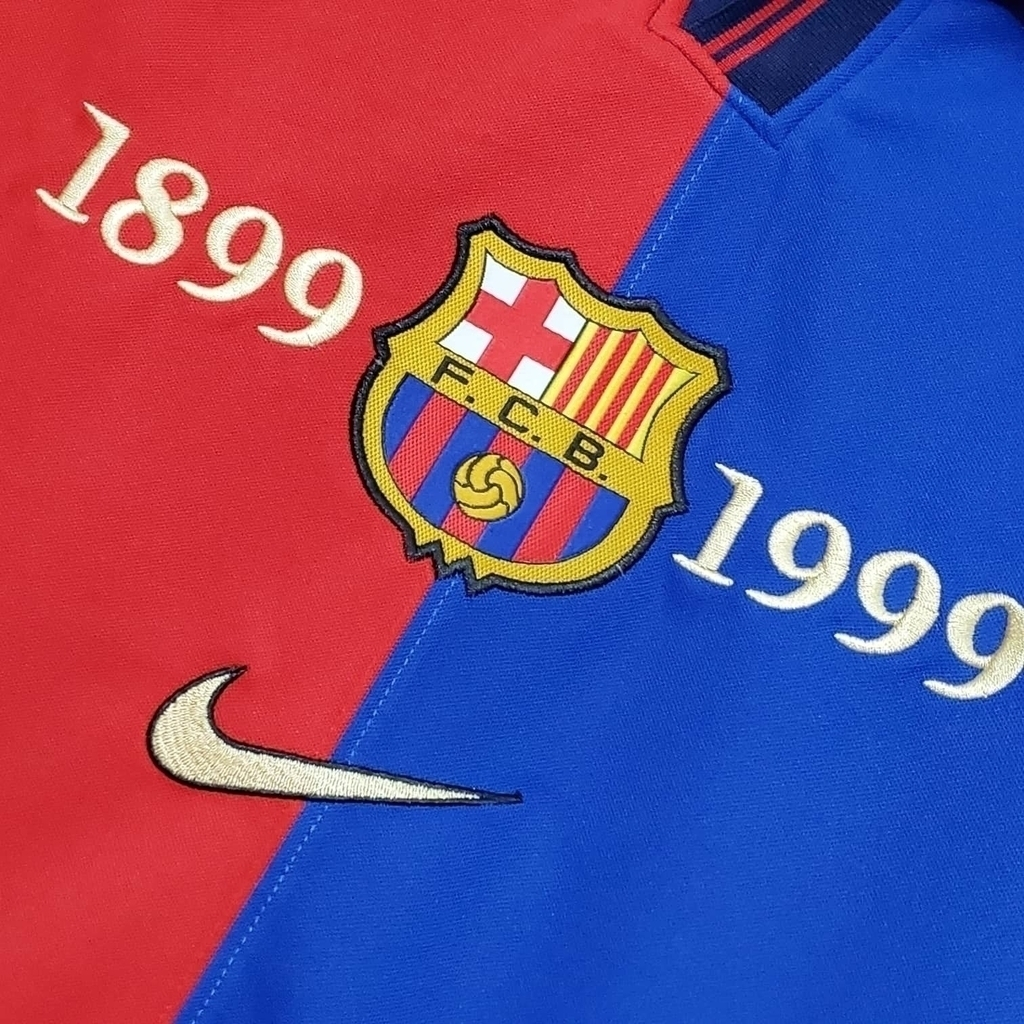 Camisa Barcelona Edição Centenário 1998/1999 - Retrô Nike - Azul e Grená