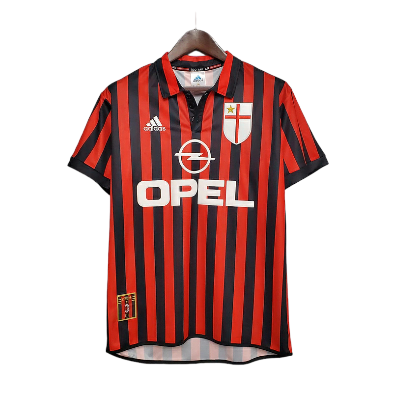 Camisa AC Milan I 1999/2000 - Retrô Adidas - Vermelha e preta
