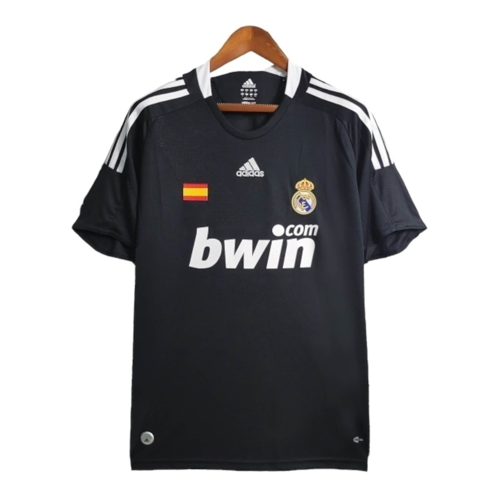 Camisa Real Madrid II 2008/2009 - Retrô Adidas - Preta com detalhes em branco
