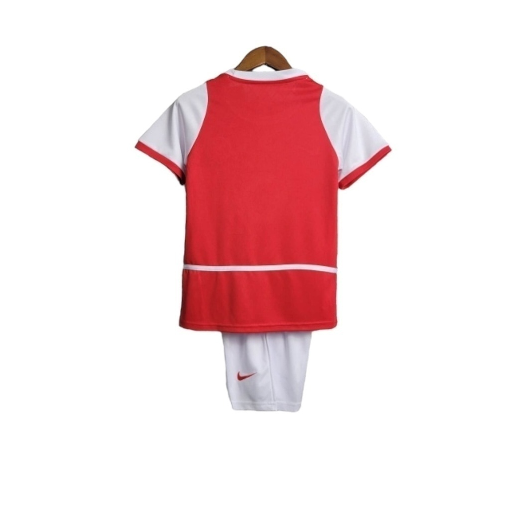 Conjunto Infantil Arsenal I 2002/2004 - Retrô Nike - Vermelho com detalhes em branco
