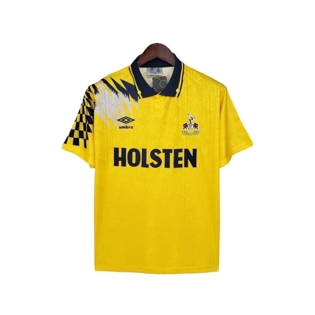 Camisa Tottenham II 1992/1994 - Retrô Umbro - Amarela com detalhes em azul e cinza