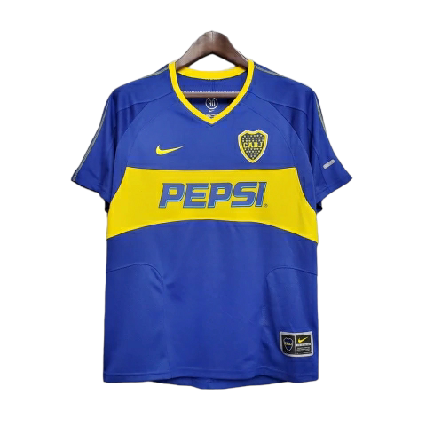 Camisa Boca Juniors 2003/2004 - Retrô Nike - Azul com detalhes em amarelo